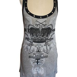 Salvage Gray and Black Graphic Mini Dress
